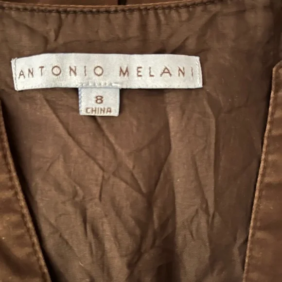 ANTONIO MELANI Brown flutter sleeve Dress, women’s size 8 - Picture 3 of 3